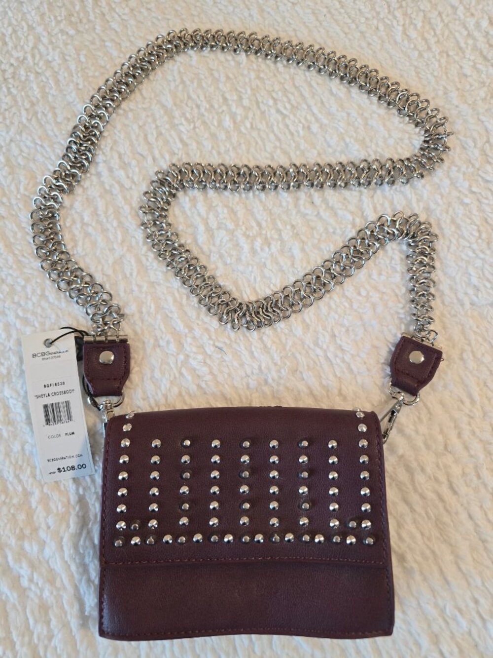 BCBGeneration Sheyla Studded Crossbody Bag Plum Purple NWT